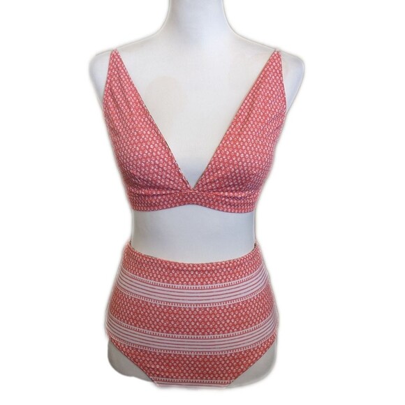 Cabana Life Jetties Beach Reversible triangle bikini top & high waist bottom S - Picture 1 of 12